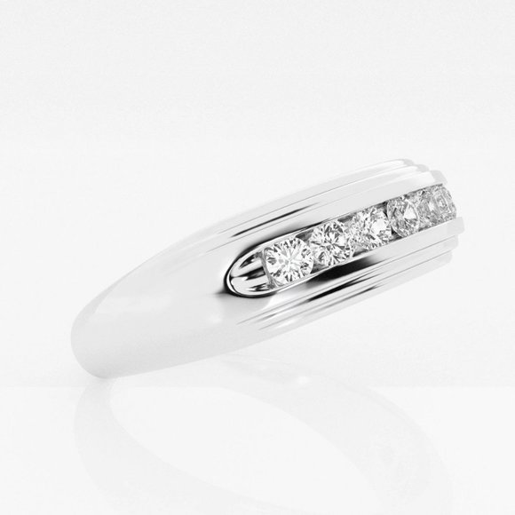 1/2 ctw Round Lab Grown Diamond Men's Channel Set Wedding Band - Picture 2 of 4